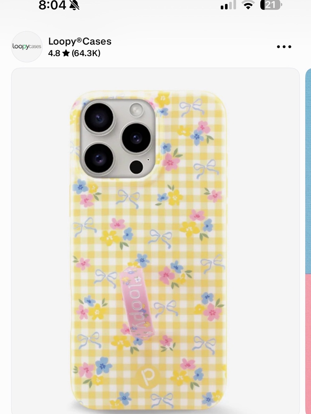 Loopy Case X Krista Horton Yellow Floral Gingham iPhone Case with Loop